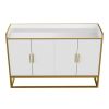 Modern Kitchen Buffet Storage Cabinet Cupboard White Gloss with Metal Legs for living room Kitchen